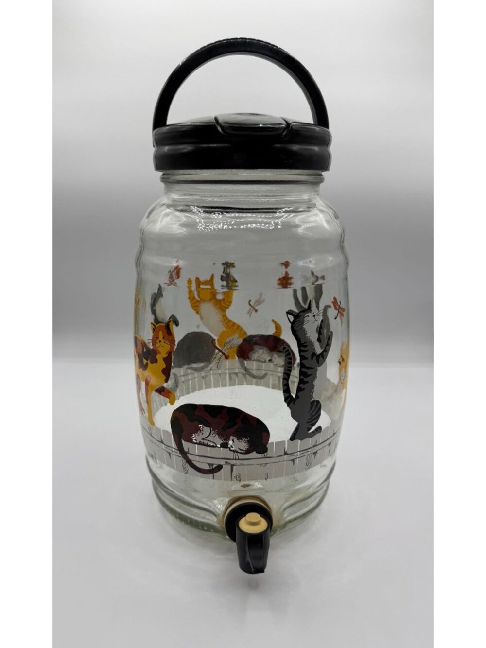 Anchor Hocking Cats on Fence Vintage Beverage Tea Dispenser Glass Gallon Jug - Picture 6 of 11